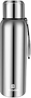Insulated vacuum Thermo Bottle 25oz with cup lid Leakproof stainless water flask for coffee hot and cold drink.(Silver,750ml)