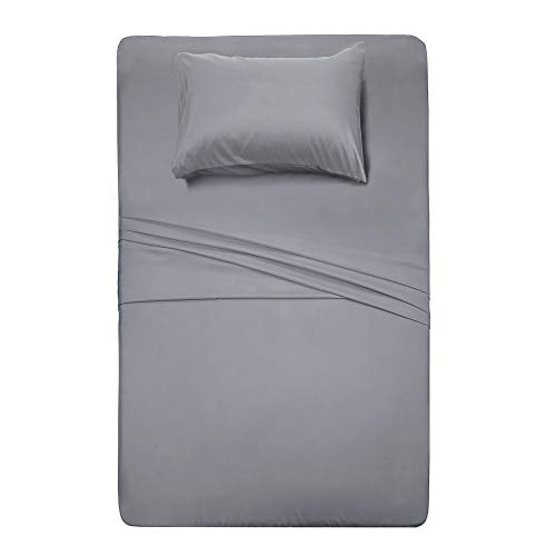 Image of Twin Size Sheet Set - 3 Piece Set(Silver Gray),100% Brushed Microfiber 1800 Luxury Bedding,Hypoallergenic,Soft & Fade Resistant
