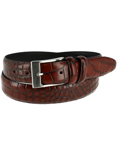 CTM® Men's Embossed Leather Croc Print Belt3
