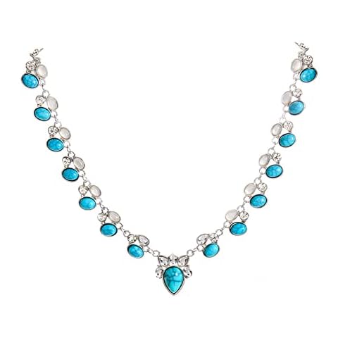 Vintage Turquoise Necklace Boho White Green Flower Necklace Crystal Necklace Women'S Accessories Cover
