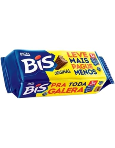 BIS Lacta - Chocolate Wafer - 4.94 Oz (PACK OF 3) Chocolate Ao Leite - 140g
