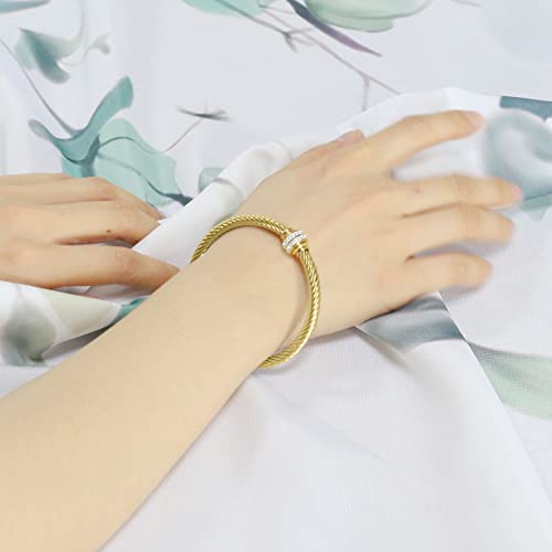 image for Tiyad Cable Bracelet Stainless Steel Vintage Twisted Wire Composite Op