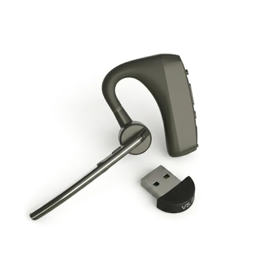 NVAHVA Bluetooth Headset with Professional Call Noise Canceling 70dB, Wireless Phone Headset with Mic Boom/Mute for Handsfree Work/Truck Drivers, 99% Windless Earpiece with USB Dongle for PC