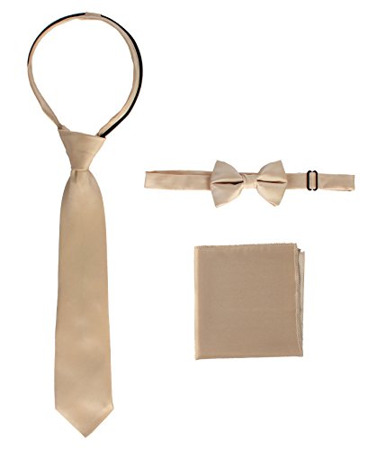 Image of Gioberti Boy's Long Sleeve Dress Shirt + Solid Tie, Bow Tie, and Hanky