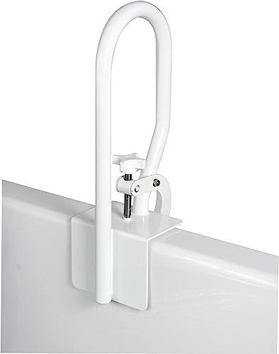 Carex - Carex White Bathtub Rail - Grab Bars for Bathroom, Bathtubs & Showers - Side Hand Grip Railing & Support - Shower Handle & Bath Tub Bar Clamps for Seniors & Elderly