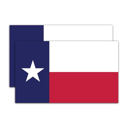 Texas Flag Stickers 3x5 – Made in USA – 2 Pack Lone Star Vinyl Decals for Truck, Car, Cooler, Hard Hat, Toolbox – Waterproof, UV & Weather Resistant