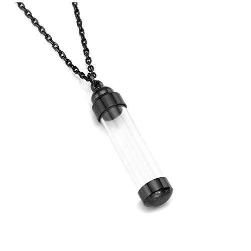 Zysta Personalized Engraving Acrylic Cylinder Urn Necklaces for Ashes Clear Glass Tube Vial Creamation Necklace Custom Ash Urns Locket Pendant Keepsake Memorial Jewelry