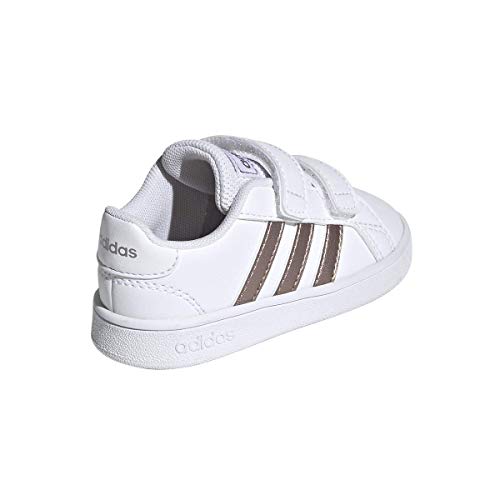 adidas baby boys Grand Court - Kids Sneaker, White/Copper Metallic/Glow Pink, 5 Toddler US4
