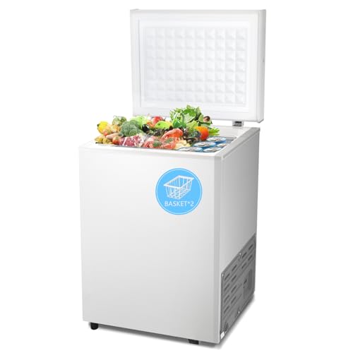 Image of Electactic Chest Freezer 3.0 Cubic Feet Compact Freezer with 2 Removable Baskets, Free Standing Top open Door Deep Freezer, Adjustable Temperature for Home Dorm, Bar, Basement, Kitchen