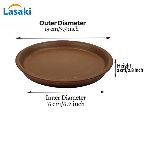 Image of Lasaki Round Ceramic Trays (Plates Saucers) for Pots, planters, Flower, Succulent(Set of 2,Truffle,6 inch) R6(Plants not Included)