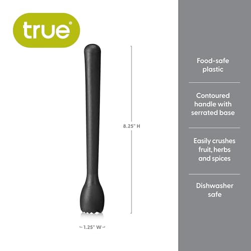 image for True Bash Muddler, Serrated Base, Bar Tools and Cocktail Accessories, 