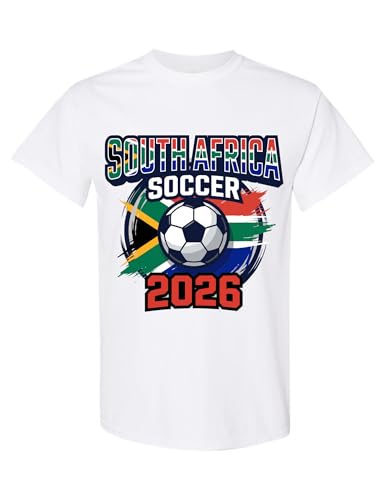 ALLNTRENDS South Africa Men's T Shirt Soccer 2026 Graphic Football Fan Tee (XL, White)