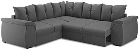 Sofá de Canto 5 Lugares com Retrátil Qatar Suede Cinza