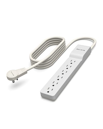 Belkin Surge Protector Power Strip - 6 AC Multiple Outlets - Flat Rotating Plug, 8ft Long Heavy-Duty...