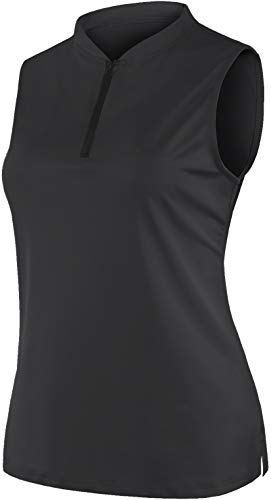 Chicho Womens Golf Tank Tops Upf50 Sun Protection Polo Shirt Sleeveless Loose Uv Tennis Tank Top Dry Fast Summer Top Black Xlarge #TOP6