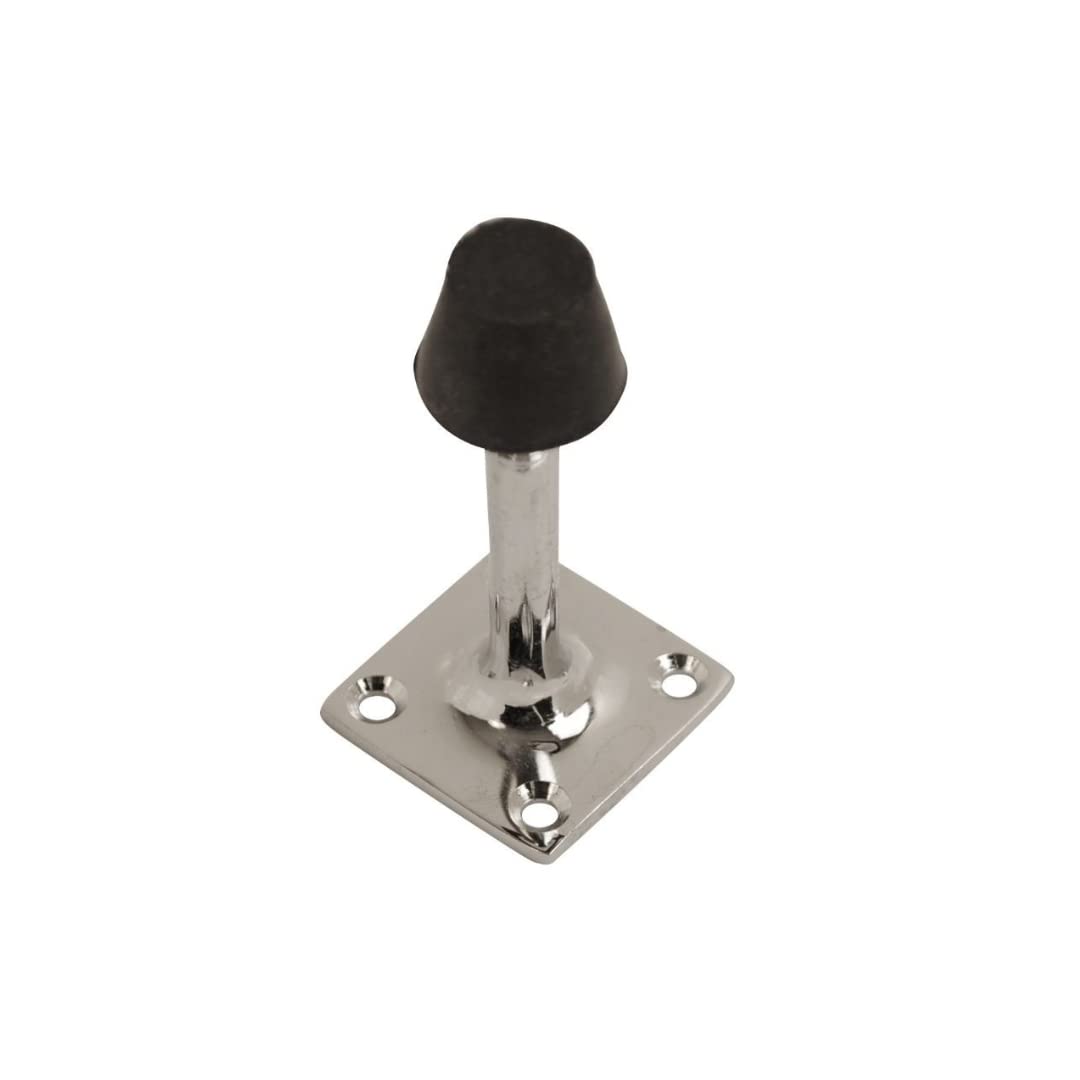 Vibe Silver Projection Square Door Stop 63Mm On Chrome, Door Stopper, Rubber Bumper To Protect Door, Walls, And Skirting For Internal Use