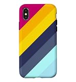 Custodia per iPhone X/XS Righe rétro, stile classico anni '70 e '80, a righe
