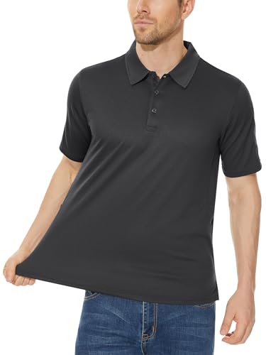 KEFITEVD Men's Outdoor Breathable Polo Shirts Quick Dry Short Sleeve Safari Camping Tops
