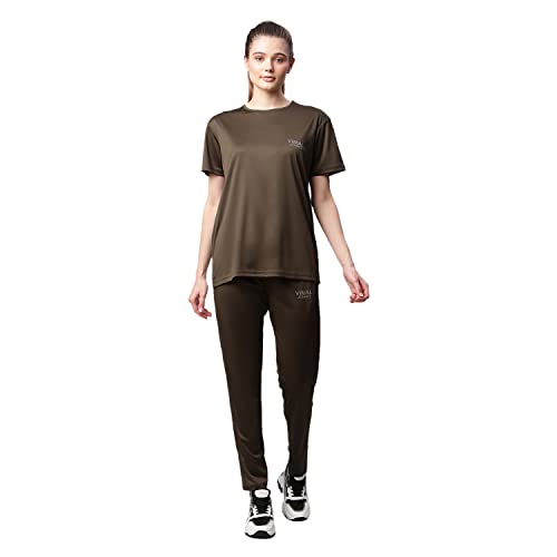 Image of Mack Jonney Dryfit Lycra Solid Tracksuit Co-ord Sets for Women (Pack of 2)-DRYFIT T D10 BLU OLV 004-P