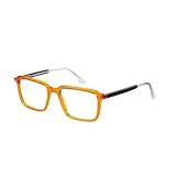 BOTANIQ Quadratisch Azetat Brillen in Orange für Herren, Brille mit Sehstärke, optional mit Sonnenbrillen tönung oder Blaulichtfilter (Modell BIO-1109-115)
