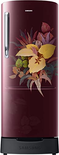 Image of Samsung 183 L, 3 Star, Digital Inverter, Direct-Cool Single Door Refrigerator (RR20C2823VF /NL, Red, Tropical Purple, Base Stand Drawer)