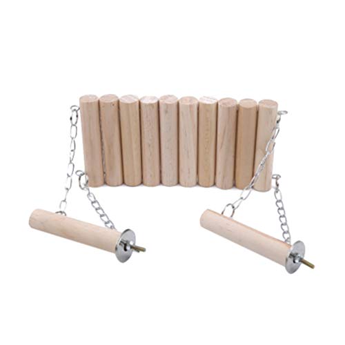 JVSISM Jaula de madera natural para loros, periquitos, cacatúas, hamaca, columpio, soporte para juguetes colgantes