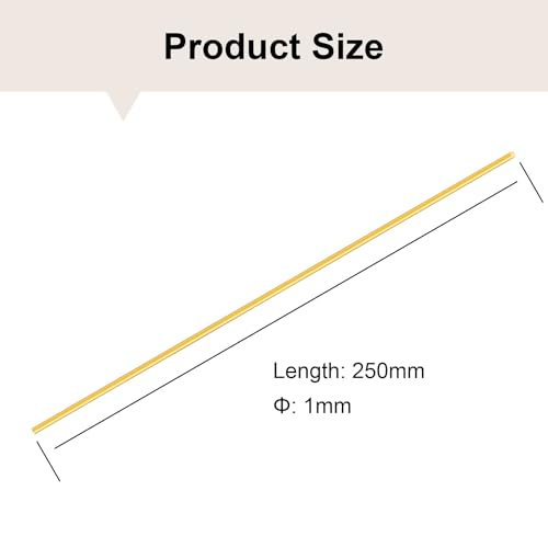 iMeistek Messing Stange, 1mm Durchmesser 250mm Länge Runde Metall gerade Messing Pin Stäbe für DIY Crafts (10PCS)