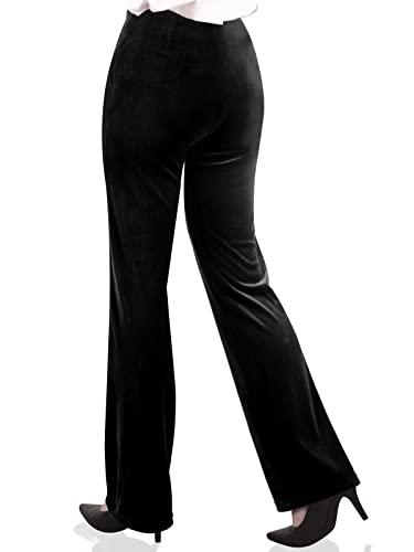 Yumiday Velour Pants For Women Straight Leg(Black,M) #TOP2