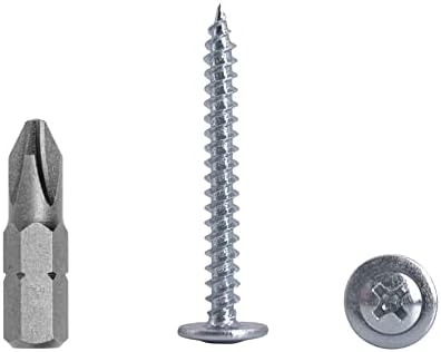 (Pack of 100 pcs) Zinc Plated Steel 4.2 x 25 mm Wood Screws, Metal Screws, Phillips Modified Truss Head, Self Tapping (100, 4.2 x 25 mm)