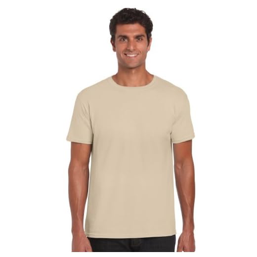 Gildan - Suave básica Camiseta de Manga Corta para Hombre - 100% algodón Gordo (Grande (L)) (Arena)