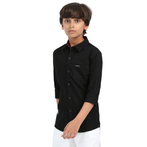 Image of ROCKET SCIENCE Boys Single Pocket Shirt | Regular Fit, Spread Collar, Full Sleeves, 100% Cotton Linen Fabric Royal Blue