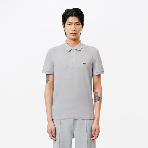 Lacoste Herren Polo-Shirt Kurzarm PH4012, Männer Polo-Hemd,2 Knopf,Slim Fit,Grau,4 – Ansicht 5