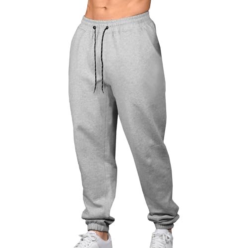 Men's Workout Breathable Leggings Casual Loose Fit Yoga Sweatpants Classic Athletic Running Slack (Grey,Large)