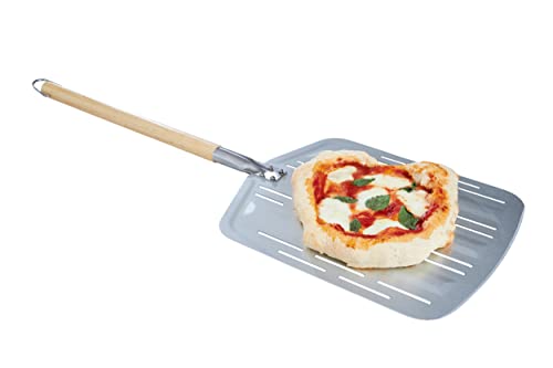 Hans Grill Pizza Peel PRO | Made for XL Pizza 12 inch + | Professional Restaurant Grade Perforated Metal Non-Stick Paddle for launching, turning and retrieving pizzas