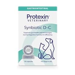 Protexin Veterinary Synbiotic D-C Capsules, High-Concentrated Probiotic & Prebiotic Supplement for Dogs & Cats, Supports Gut Health, Digestion, 50 One-a-Day Capsules