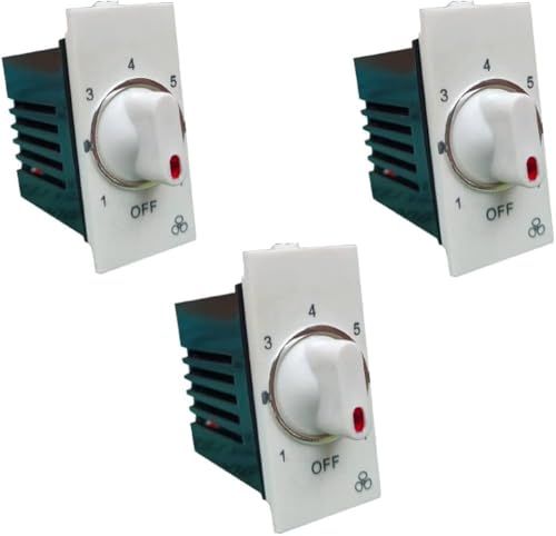 Image of SEER Ceiling Fan AC (Alternating Current) Switch 7 Step Type Fan Regulator Use In Household, Offices, Shops, Restaurants, Hospitals And More (White) Modular(L*B = 5.5 * 2.4Cm) Pack 2