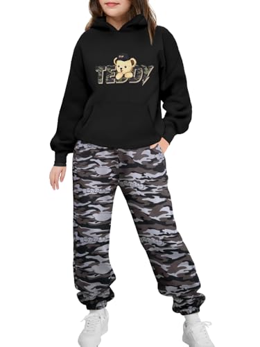 Image of Arshinet Girls 2 Piece Outfits Hoodie Sweatsuit Sets Oversized Sweatshirt and Baggy Fall Fashion Sweatpant with Pockets