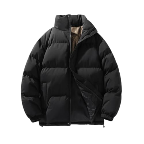 ZACOLLAN Men Jacket Light Soft Comfortable Men Cold Jacket Thicken Warm Men Trend Cotton Jacket Classic Fashion Men Casual Outdoor Jacket J-Black XL