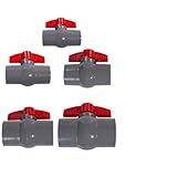 EasyByMall PVC-Kugelhahn für Wasserversorgungsleitung, Schiebemuffenanschluss, rot oder grau, Größen 20 mm, 25 mm, 32 mm, 40 mm, 50 mm