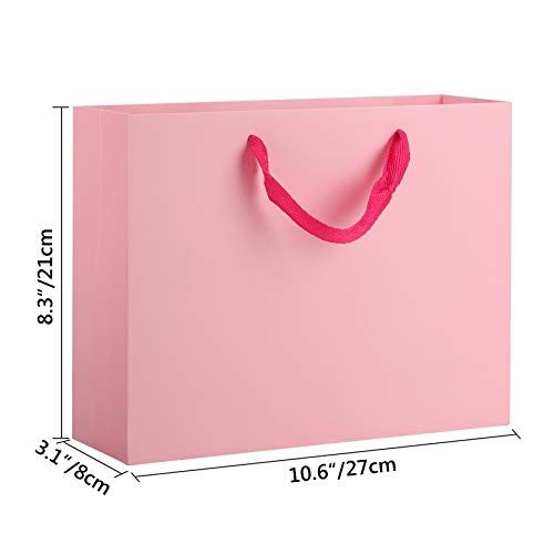 Eusoar Gift Bags Bulk, 20Pcs 10.6X3.1X8.3 Pink Paper Bags & 30Pcs 3 Sizes White Kraft Shopping Bags With Handles, Gift Wrap Bags For Wedding, Business, Craft Grocery, Boutique, Party Favor #TOP1