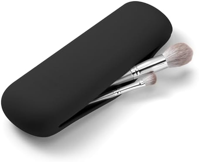 FERYES Upgrade Magnetic Silicone Makeup Brush Holder, Extra Large Anti-fall Out Travel Makeup Brush Bag Face Brushes Case Organizer Travel Essentials Tools (9.44 * 3.34 * 1.5