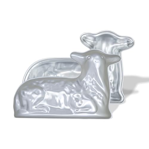 Yikinip 12 Inch Lamb Cake pan set of 2Lamb Shaped cake pan Aluminum Lamb Cake Tin For Easter cakesilver