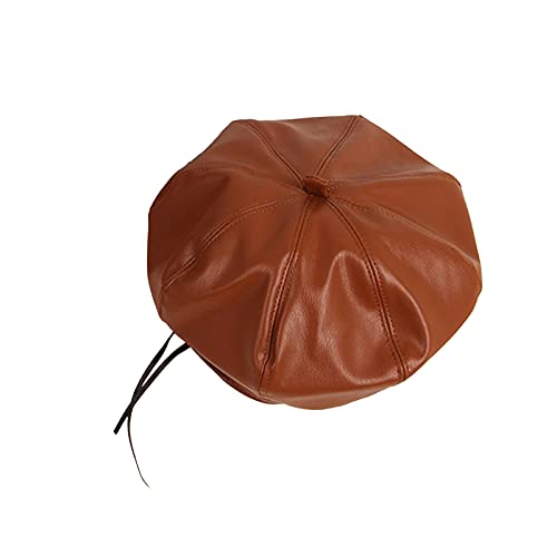 KMBANGI Toddler Baby Girls Beret Hat Pu Leather Kids Little Girl French Beanie Cap Winter Autumn