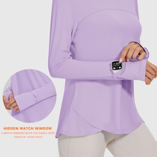 Blingfit Women'S Long Sleeve Workout Shirts Hiking Athletic T-Shirt Gym Casual Yoga Tee Tops With Thumb Hole And Watch Window For Running Purple Xl thumb #2