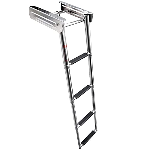 LXLF Badeleiter Leitern für Boote Unter Badeplattform Bootsleiter, Teleskop-Klappleiter, Rostfreier Stahl 4 Schritt Pontonleiter, Mit Rutschfesten Trittflächen (Size : 4 Step) Cover