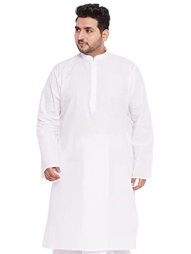 Image of VASTRAMAY Men's Plus White Cotton Kurta | Classic Fit | Elegant Ethnic Wear for Weddings & Festive Celebrations and for Independence Day