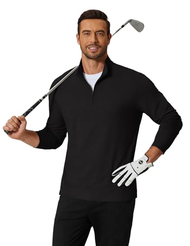 COOFANDY Men's Quarter Zip Pullover Mock Neck Golf Shirts Casual Long Sleeve Shirt4