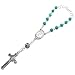 Handmade Guardian Angel 1-Decade Rear View Mirror Car Rosary with Aqua and Light Green Beads