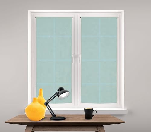 LINDER Voilage Paire de Vitrage - Passe Tringle - Bleu Baléares - 60x140cm - 100% Polyester - Certifié Oeko -TEX - Tissé et Teint en France - Collection...