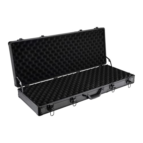 WilTec Maletín para Armas de Fuego 84x35,5x11cm Negro con Acolchado de Espuma y 4 cerraduras de Seguridad